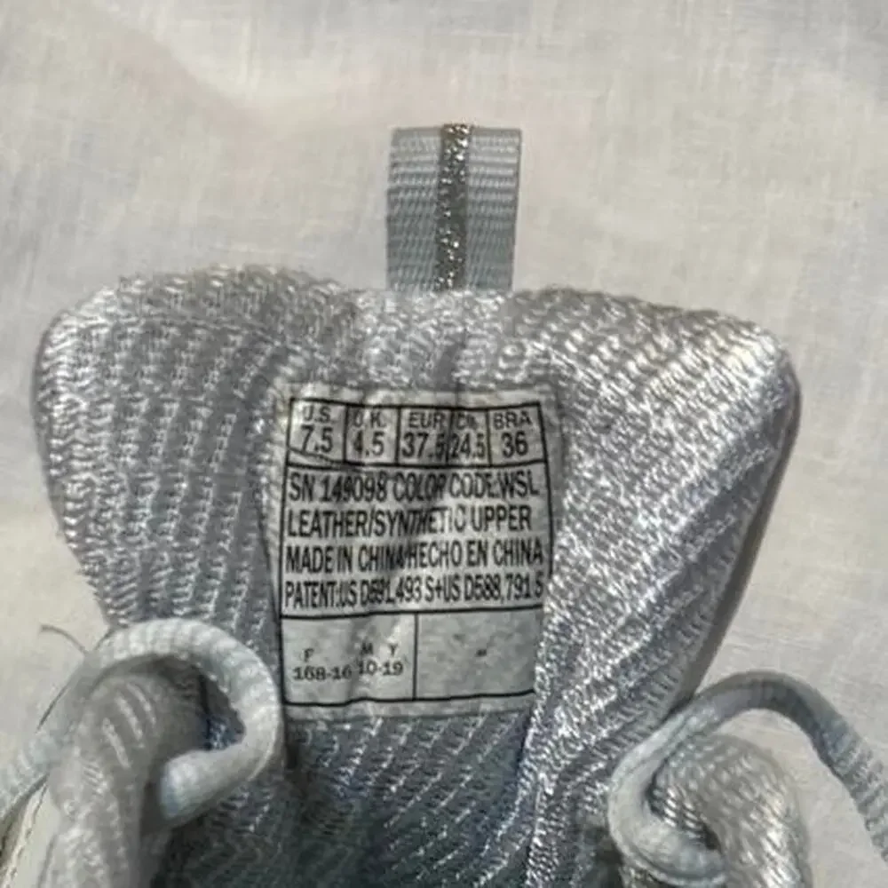 Skechers D'Lites white & silver Leather trainers iridescent, sparkly size 7.5